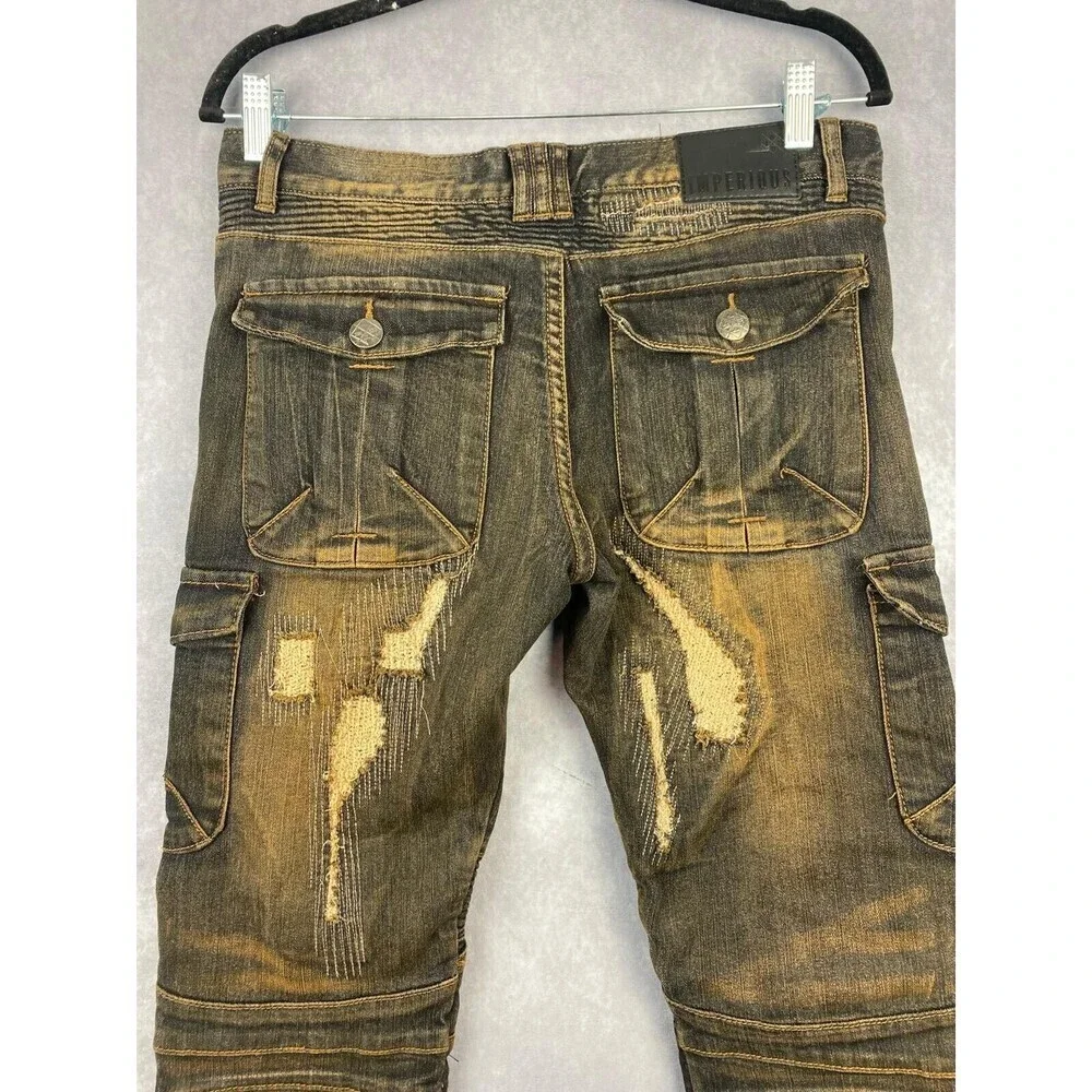 Imperious‎ Trading Jeans Mens 40x32 Zip Legs Pockets Stone Washed Vintage